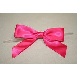 Reliant Ribbon 5170-17505-3X2 Satin Twist Tie Bows - Large Bows, 7/8 Inch X 100 Pieces, Shocking Pink