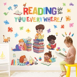 DECOWALL SG2-2404 Kids Reading Corner Wall Stickers Inspirational Quotes Decals for Baby Girls Boys Nursery Bedroom Reading Room Classroom Décor Art Playroom Library