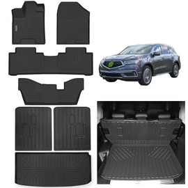 ASINRI Floor Liners & Cargo Liners & Backrest Mat for 2014-2020 Acura MDX 7 Seats,TPE All Weather Protection 3 Rows Car Floor Mats with Trunk Mat Covering The backrest