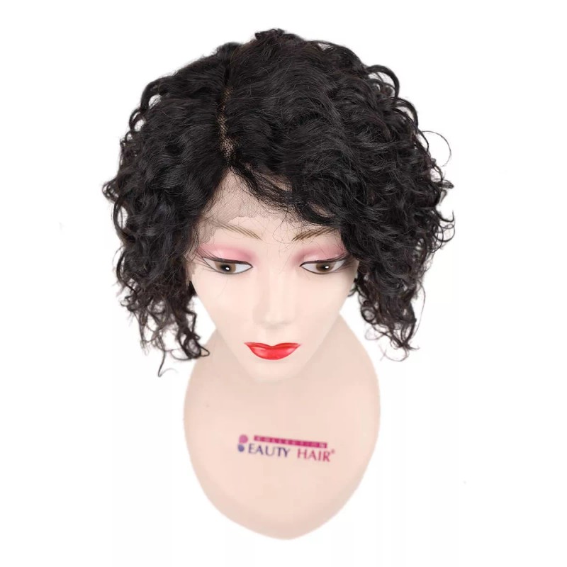 Beautyonline Peluca De Cabello Humano Rizado Con Encaje Frontal, 25