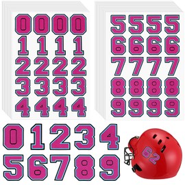 Feifeiya 160 PCS Sports Helmet Numbers Sticker Self Adhesive Sports Number Football Helmet Stickers Hockey Decals Accessories for Baseball Batting Hockey Football Lacrosse(Rose Red)