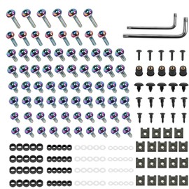 KKZOL Motorcycle Stainless Steel Fairing Bolt Kit 195Pcs Fairing Screws Clips Fasteners Compatiable with Honda Suzuki Kawasaki Yamaha Sportbike (Rainbow)