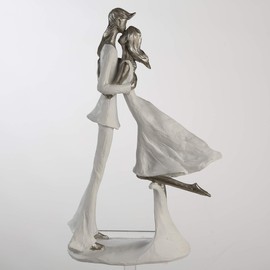 Casablanca - Sculpture Figure Hold Me - Made of Poly White Silver White Base H 32