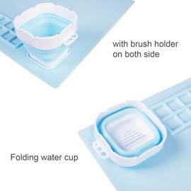 Fennoral Silicone Painting Mat,Kids Gifts Silicone Artist Mat with Cup,Non Stick Silicone Art Mat for Crafts Silicone Craft Mat for Painting Resin Casting,Silicone Mat for Clay Play Doh