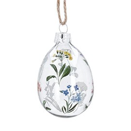 Gisela Graham Floral Glass Egg Easter Decoration