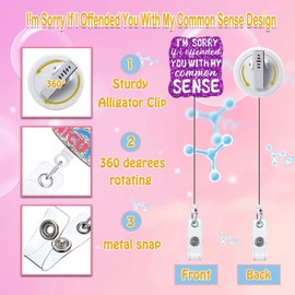 ANDGING Funny Badge Reel Holder Nurse I'm Sorry If I Offended You with My Common Sense Medical Nursing Badge Reels Retractable for Nurses Acrylic Cute Glitter Badge Clip RN LPN CNA LVN ID Nurse Gifts