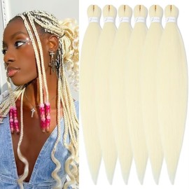 YDDM 613# Pre Stretched Braiding Hair Extensions, 20 Inches, 6 Packs, Synthetic Hair Braids, Golden Hair Extensions, Synthetic Hair for Braiding Extension for Braids, Jumbo Braids Hair (20 Inches,