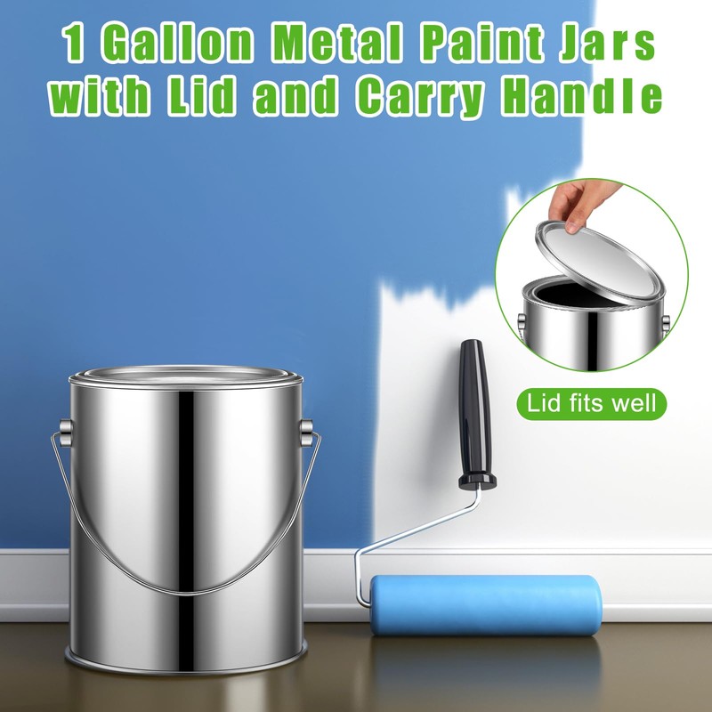 Uiifan 8 Pcs 1 Gallon Empty Metal Paint Cans with