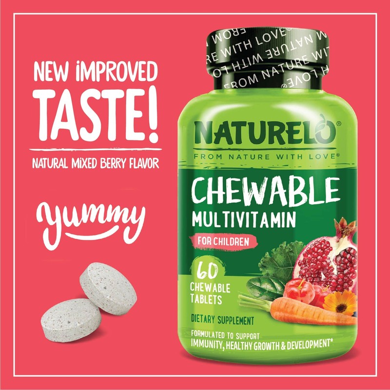NATURELO Chewable Multivitamin for Children – Natural Whole Food Nutrients