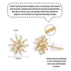 Aleasha Cluster Pearl Earrings Gold Small Pearl Stud Earrings for Women Wedding Party Jewelry