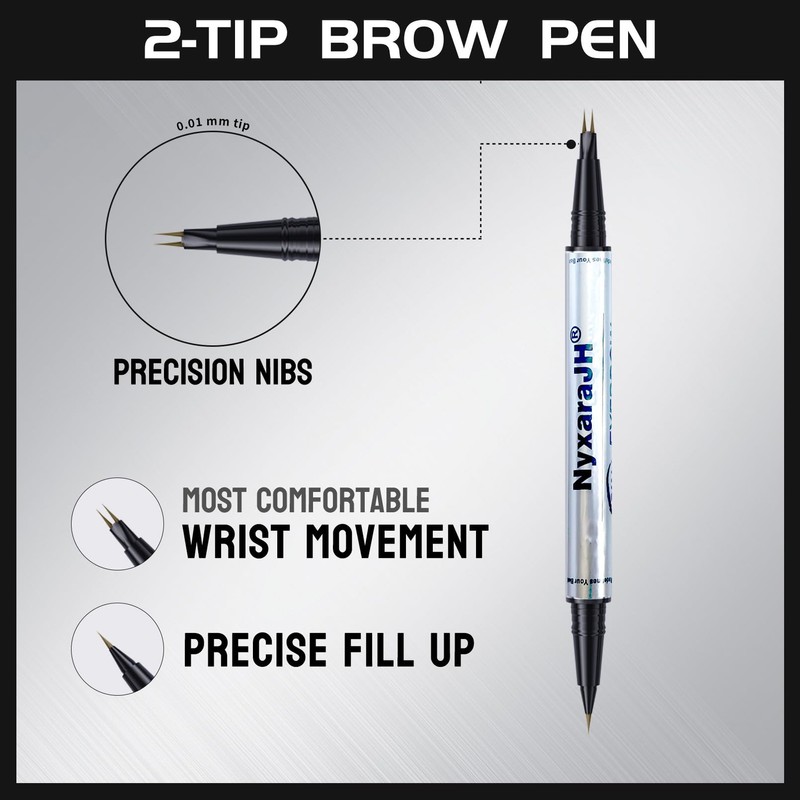 NyxaraJH 2-in-1 Eyebrow Pen, Dual Tip Precision Brow Liner with