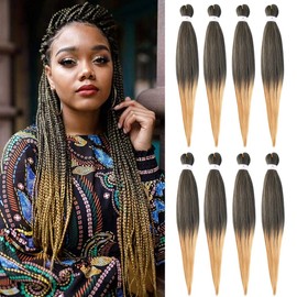 Pre-stretched Braids Hair 26 Inch 8 Packs Professional Itch Free Hot Water Setting Synthetic Fiber Ombre Yaki Texture Braid Hair Extensions 1B-27