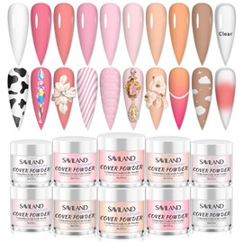 Saviland Acrylic Powder Set: Keratin Acrylic Nail Powder 10 Nudes Color Acrylic Powder Ultra Fine Powder Nail Extension Nail Carving 3D Nail Art Quick Dry Acrylic Nails Design Professional Nail Salon