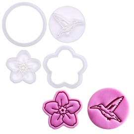 BAKERLOGY Hummingbird’s Kiss - Mini 2" Cookie Cutter & Stamp Set - Hummingbird & Forget-Me-Not Flower Design for Easter & Spring Cookies, Cupcakes & Fondant Decorations