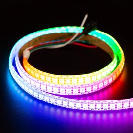 BTF-LIGHTING RGBW RGBWW RGB+Warm SK6812 (Similar WS2812B) Individually Addressable 3.3ft 144LEDs/Pixels/m Flexible 4 Colors in 1 LED Dream Color LED Strip IP65 Splash Waterproof DC5V White PCB
