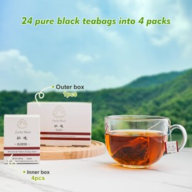 GTGLOTRA Premium Black Tea Bags, 24 Pyramid Teabags Whole Leaf Tea Bag, 100% Natural Tea, Hot or Iced Tea, Easy Brew, Suitable for Gift, Office Reception - 24 Sachets (4 Pack)