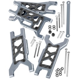 RCMYou RC Aluminum Suspension Arms Upgrades Part for 1/10 Slash 2WD(VXL),4PCS RC Alloy Front Rear A Arms Hop Ups w/Tie Bar,Titanium