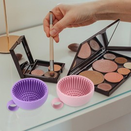 VALICLUD 2piezas Recipiente Para Limpiar Brochas De Maquillaje Mini Cuencos De Silicona Portátil De Maquillaje Hogar y Viajes Para Lavar Brochas De