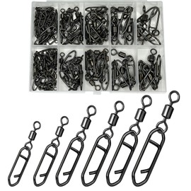 ENERHIKE Snap Swivels Fishing Speed Clips for Quick Change, 70pcs Fishing Power Clips Barrel Swivels High Strength Clips Snap Freshwater Saltwater Popper Crankbait Lures Quick Snaps Connectors