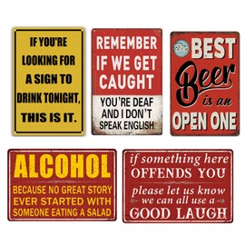 5 Piece Funny Bar Signs For Home Bar Wall Bar Decor Man Cave Decor Vintage Metal Bar Tin Sign Bar Accessories And Decor Poster Basement Bar Decorations And Gifts For Home Bar Shop 8×12 Inch