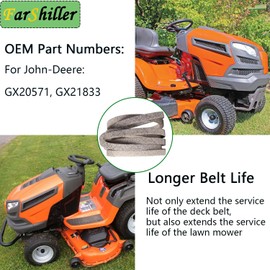 GX21833 GX20571 Mower Deck Belt 1/2" x141 Replacement for John Dere D140 L130 L120 LA145 D160 E140 LA130 E170 D155 S170 E160 S140 Z255 with 48 inch Deck