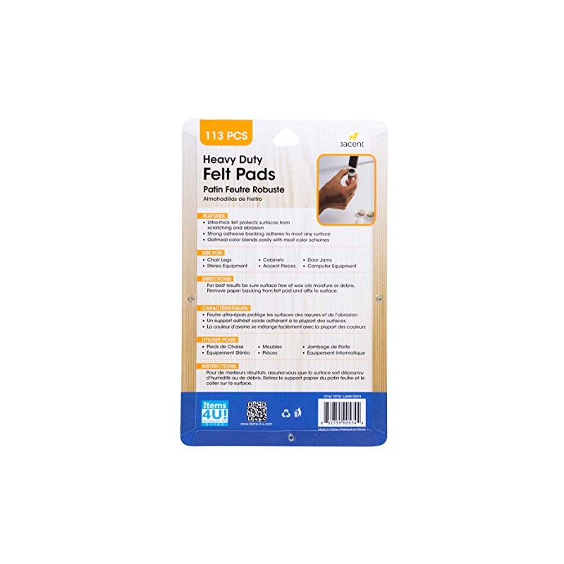 Jacent Heavy Duty Self Adhesive Felt Pads, 113 Pieces per