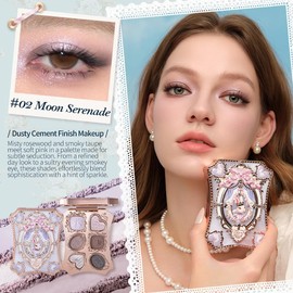 Flower Knows Bunny Garden 6-Color Makeup Palette,Lavender Purple Face Makeup with 4 Matte + 2 Shimmer + 1 Satin Shades,Blendable & Smooth,Cute Make Up Gift,0.23 oz(02 Moon Serenade)