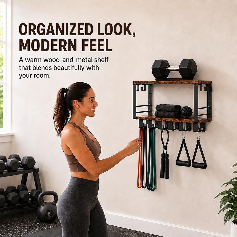 Tonal Accessories Gym Storage Rack with Yoga Mat Holder and