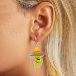 Cinco De Mayo Earrings for Women Colorful Fiesta Avocado Cactus Horse Chili Pepper Earrings Mexican Themed Statement Earring Fiesta Jewelry Gift (Cactus)