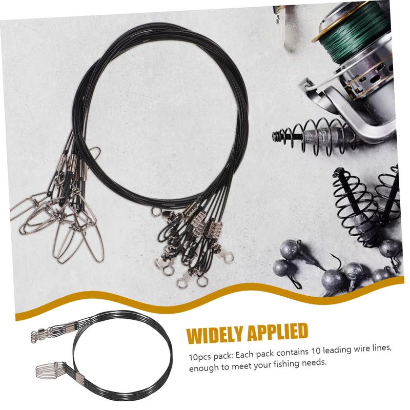 OHPHCALL 10Pcs Heavy Duty Steel Fishing Leaders Low Visibility Wire
