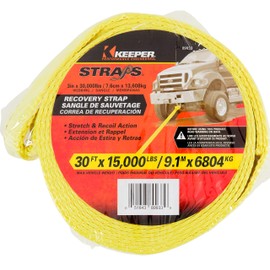 KEEPER Tow Straps Heavy Duty with Loops - 3" x 30' Recovery Strap, 30,000 lbs Break Strength - Towing Rope for Trucks, Off-Road Vehicles, and SUVs