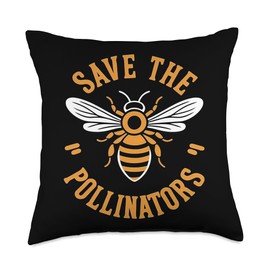 Bee Pollinator Garden Wildlife Flowers Bee Throw Pillow