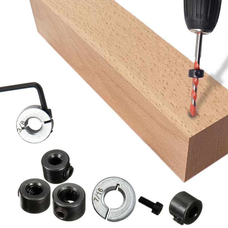 Zasvec Depth Limiter Adjusting Ring 16 Pieces Drill Depth Stop