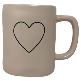Rae Dunn Magenta Valentine's Day Pale Pink Ceramic Mug with Outline of Heart | Great Valentine's Gift