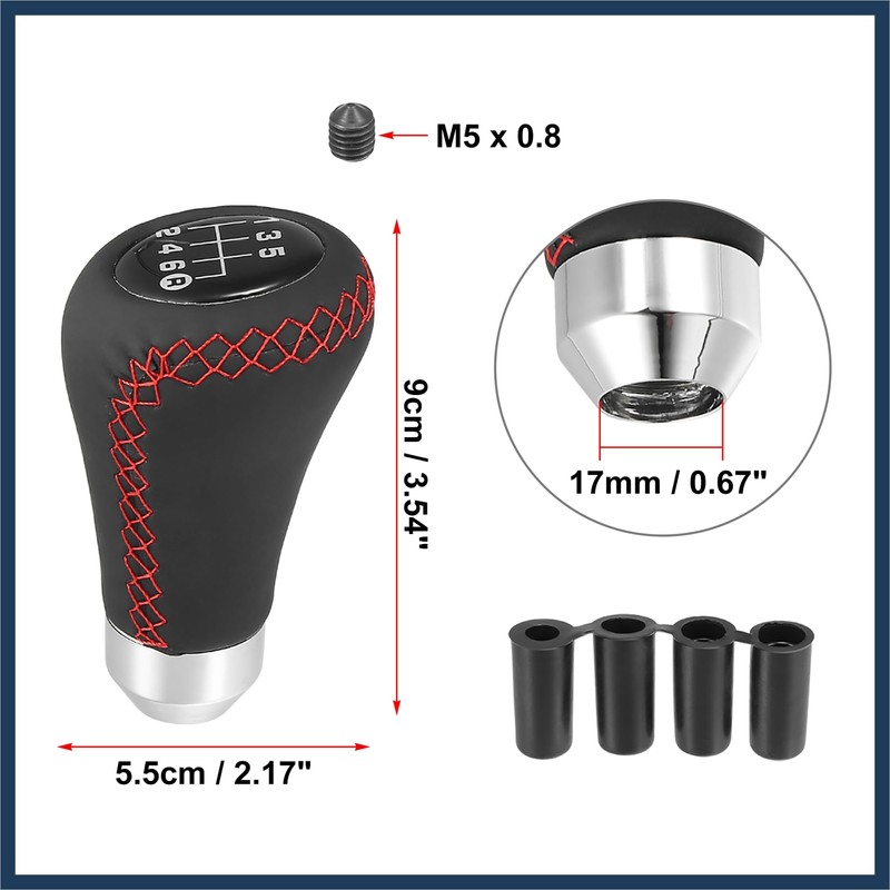 INFINAUTO Black Universal 6 Speed Car Gear Shift Knob PU