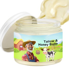 Tallow and Honey Balm - Beef Tallow Skin Care - Beef tallow Moisturiser - Hydrating Tallow Cream for Dry Skin - Nourishing Face & Body Moisturizer for Day & Night Skincare, Smooth Rough Skin, 60g