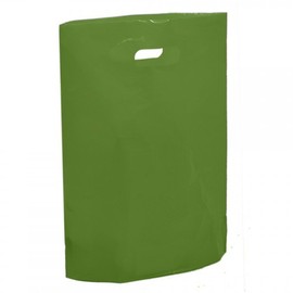 50 Harrods Green Plastic Carrier Bags - 15" x 18" x 3" Large Coloured Bag - Reusable Retail Market Traders Fashion Colored Carriers