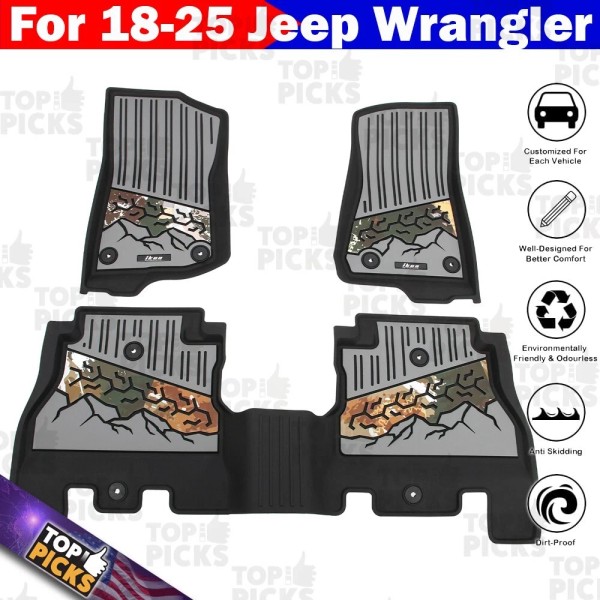TopPicksAuto Fits 18-25 Jeep Wrangler JL Unlimited Weather Waterproof Floor