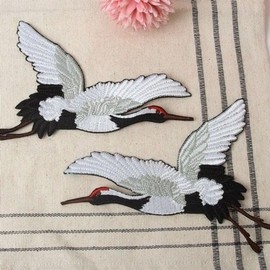 새모양 인기 학 와펜 자수 감성 패치 한복 의류리폼 d (WFJ98R4) Popular Crane Shape Patch Embroidered Hanbok Clothing Reform d (WFJ98R4)