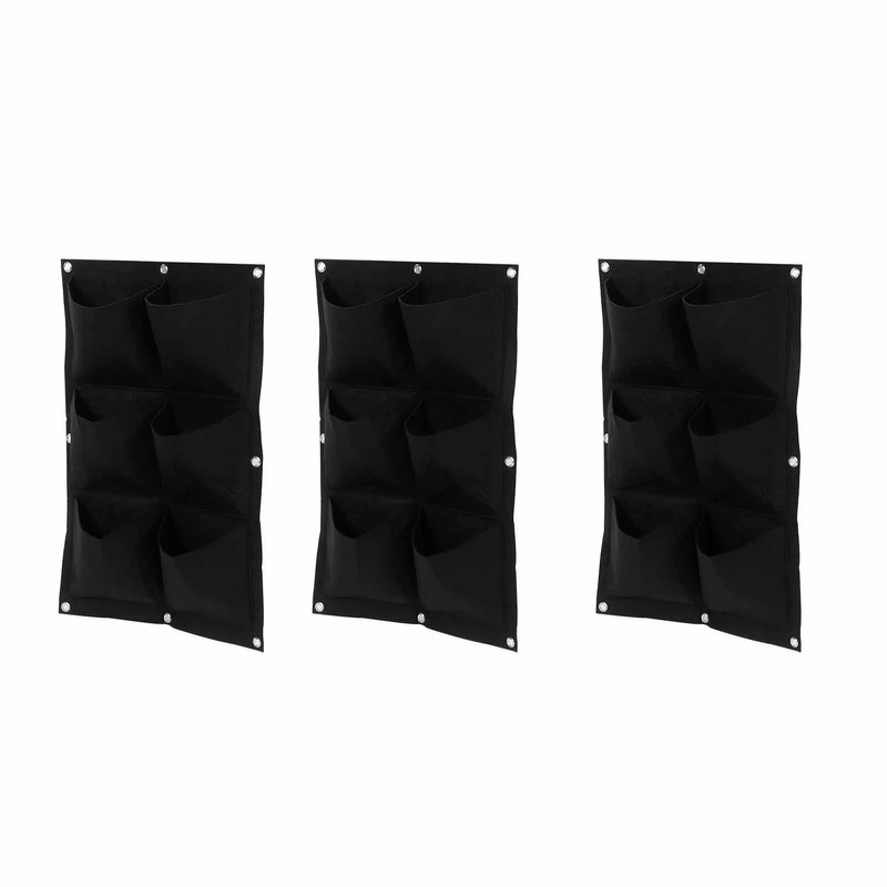 3Pcs 6 Pocket Plant Growing Bag Degradable Wall Hanging Felt