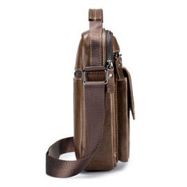 SCHLATUM Mens Leather Shoulder Bag, Small Leather Messenger Bag for Men, Man Bag Crossbody Mens Purse Handbag Casual Daypack, Coffee