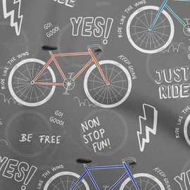 oneOone Velvet Gray Fabric Bicycle Transport Quilting Supplies Print Sewing Fabric by The Meter 58 Inch Wide