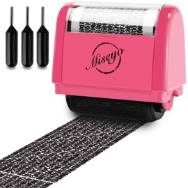 Miseyo Wide Identity Theft Protection Roller Stamp Set - Peach (3 Refill Ink Included)…