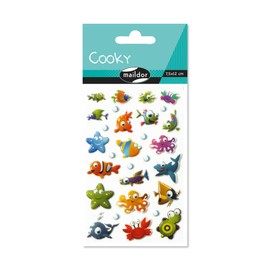 Maildor 560384C Pack of Stickers Cooky 3D (1 Sheet, 7.5 x 12 cm, Ideal for Decorating, Collecting or Gifting, Sea Creatures) 1 Pack