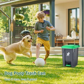 Dog Poop Trash Can Outside, 20L Pet Waste Container with Removable Inner Waste Bin, 150 Waste Bags, Outdoor Dog Poop Trash Bin for Small/Large Dog Families