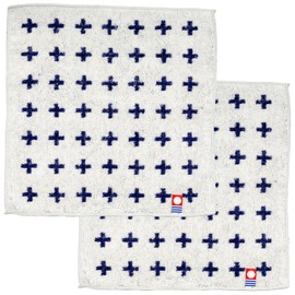 Nishio IBT-303-10-2P Imabari Towel Certified Hand Towel, Set of 2, Made in Japan, 100% Cotton, 7.9 inches (20 cm), Double-Sided Pile, Water Absorbent, Cross Pattern, Imabari Mini Towel Handkerchief
