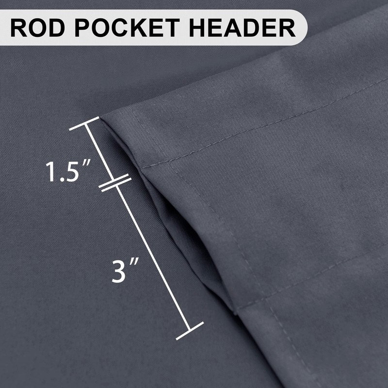 DWCN Dark Grey Valance for Windows, 18 Inch Bathroom/Bassement/Kitchen Curtains,