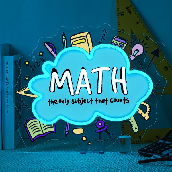 Horseneon Math Neon Sign Educational LED Wall Decor for Classrooms,