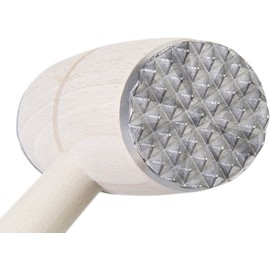 wenco 555036 Premium Meat Tenderiser with Metal Caps, Two Working Surfaces, Beech Wood/Metal, Transparent