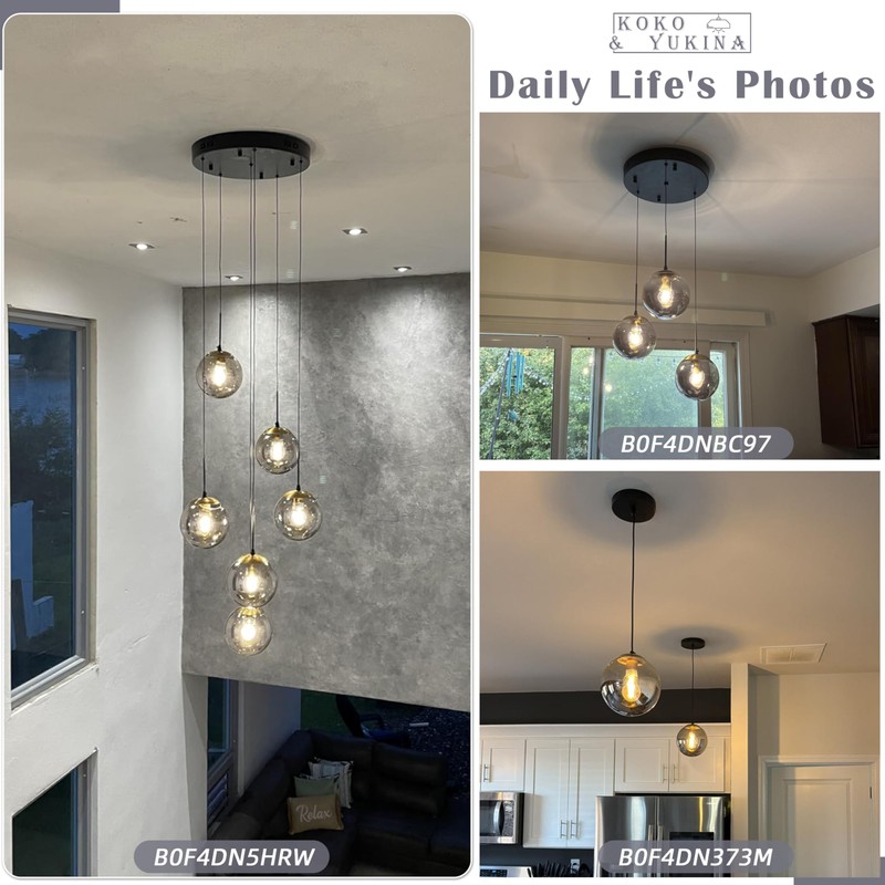 KoKo&Yukina 8 Inch Gold Pendant Light Globe Pendant Lights Kitchen